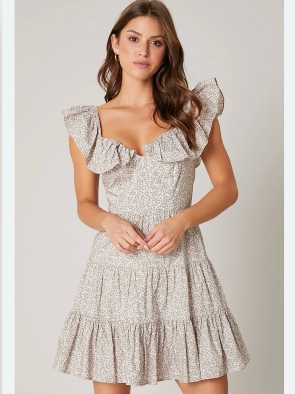 Sugarlips Payton Sweetheart Ruffle Mini Dress Soft Girl ditzy print floral